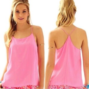 NWT Lilly Pulitzer Pink Pout 100% Silk style 23496 MSRP$98 sz XS